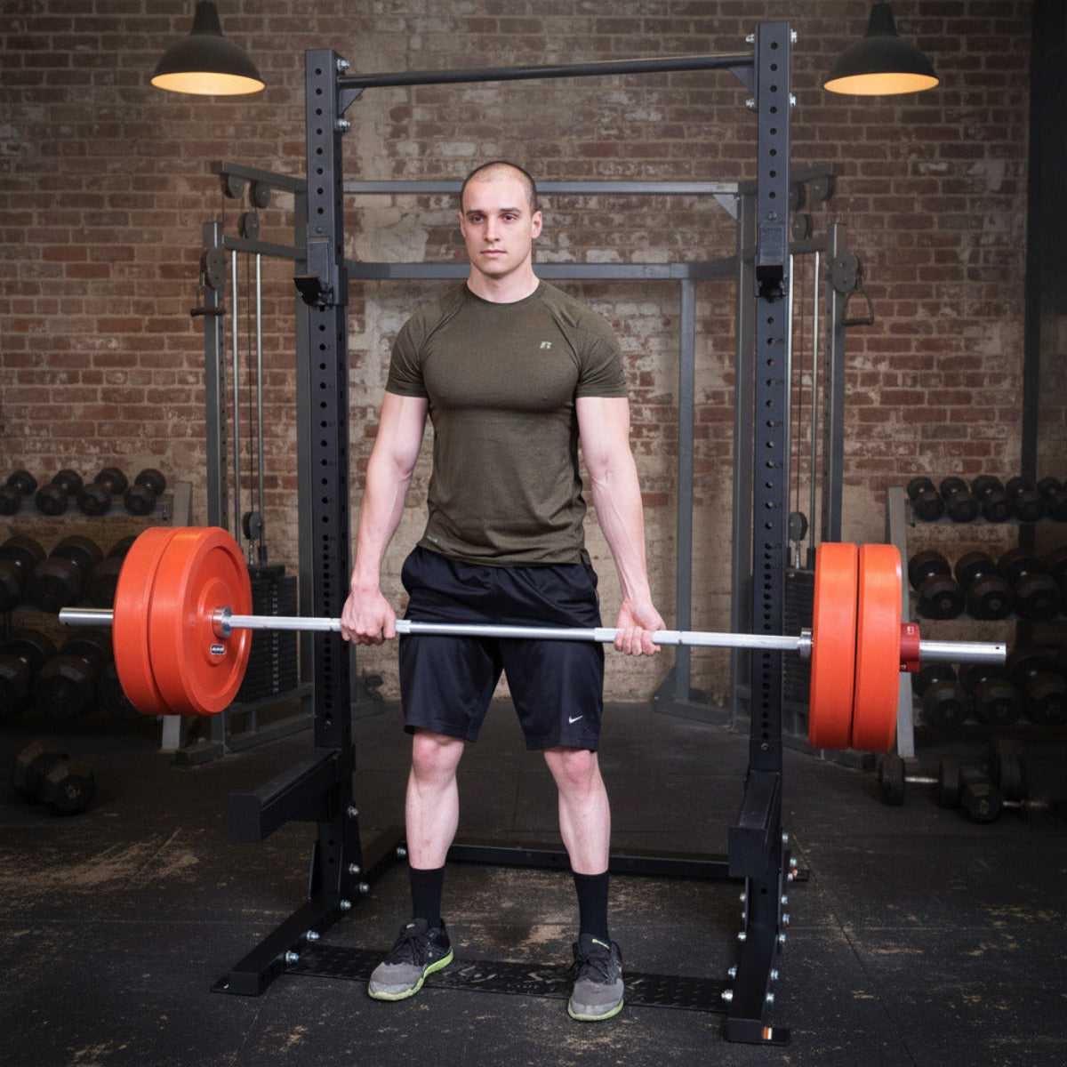 Body-Solid Pro ClubLine SPR500 Commercial Half Rack man exercising