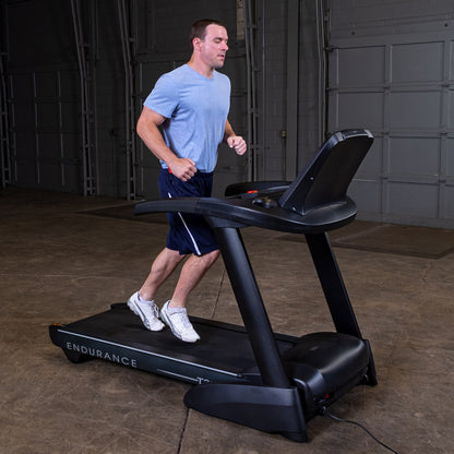 Body-Solid Endurance T25 Folding Treadmill man running