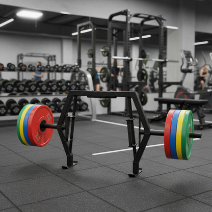 Intek Strength Modular Functional Trap Bar w/Pad & Weeble Jacks in gym