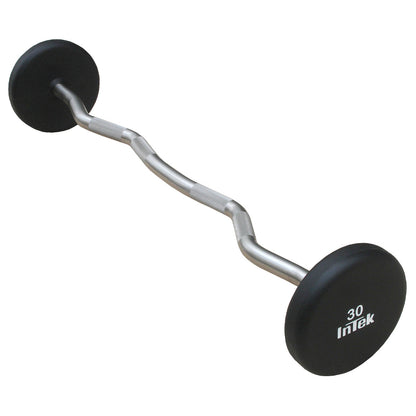 Intek Strength Armor Series Solid Urethane Curl Bar on white background