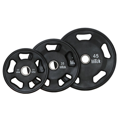Intek Strength Armor Series Urethane Olympic Plates on white background