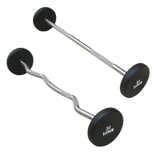 Intek Strength Armor Series Solid Urethane Barbells on white background