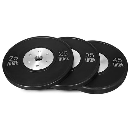 Intek Strength Bravo Series NRBB Rubber Bumper Plates on white background