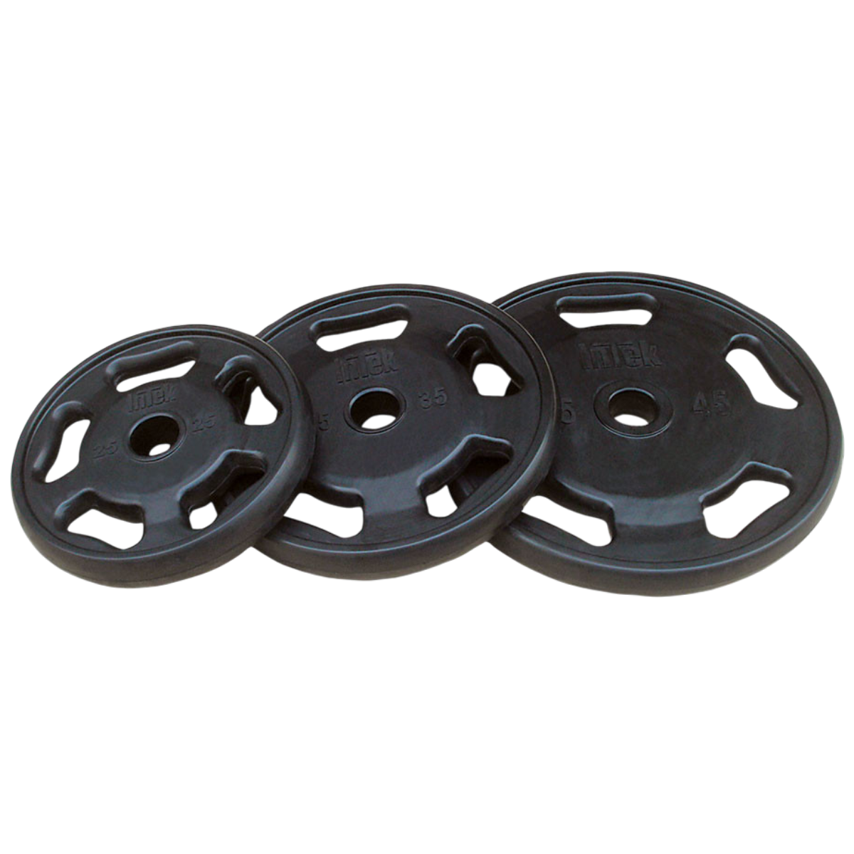Intek Strength RRO Champion Series Rubber Olympic Plates in gym