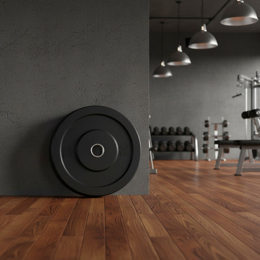 Intek Strength Champion Series RBB Rubber Bumper Plates in gym