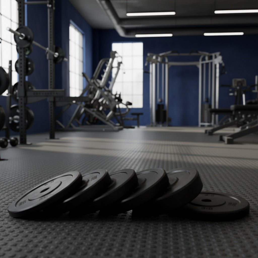 Intek Strength Champion Series RBB Rubber Bumper Plates in gym