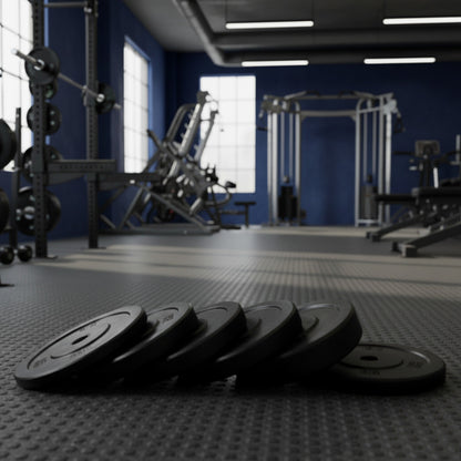 Intek Strength Champion Series RBB Rubber Bumper Plates in gym