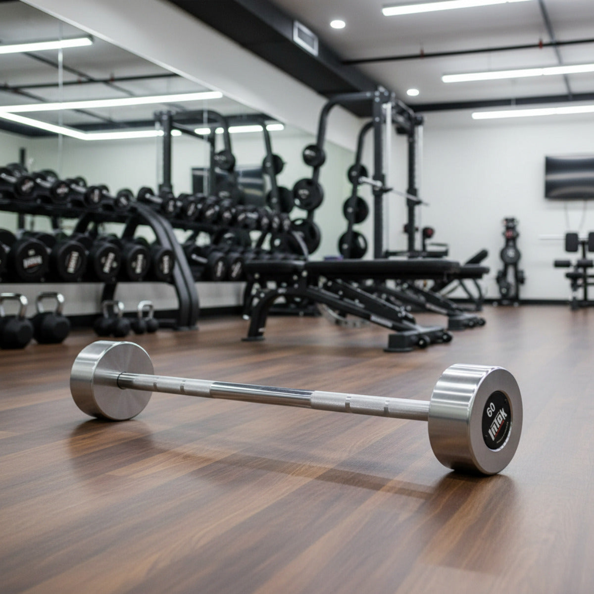 Intek Delta BBSLSS fixed straight barbell in gym