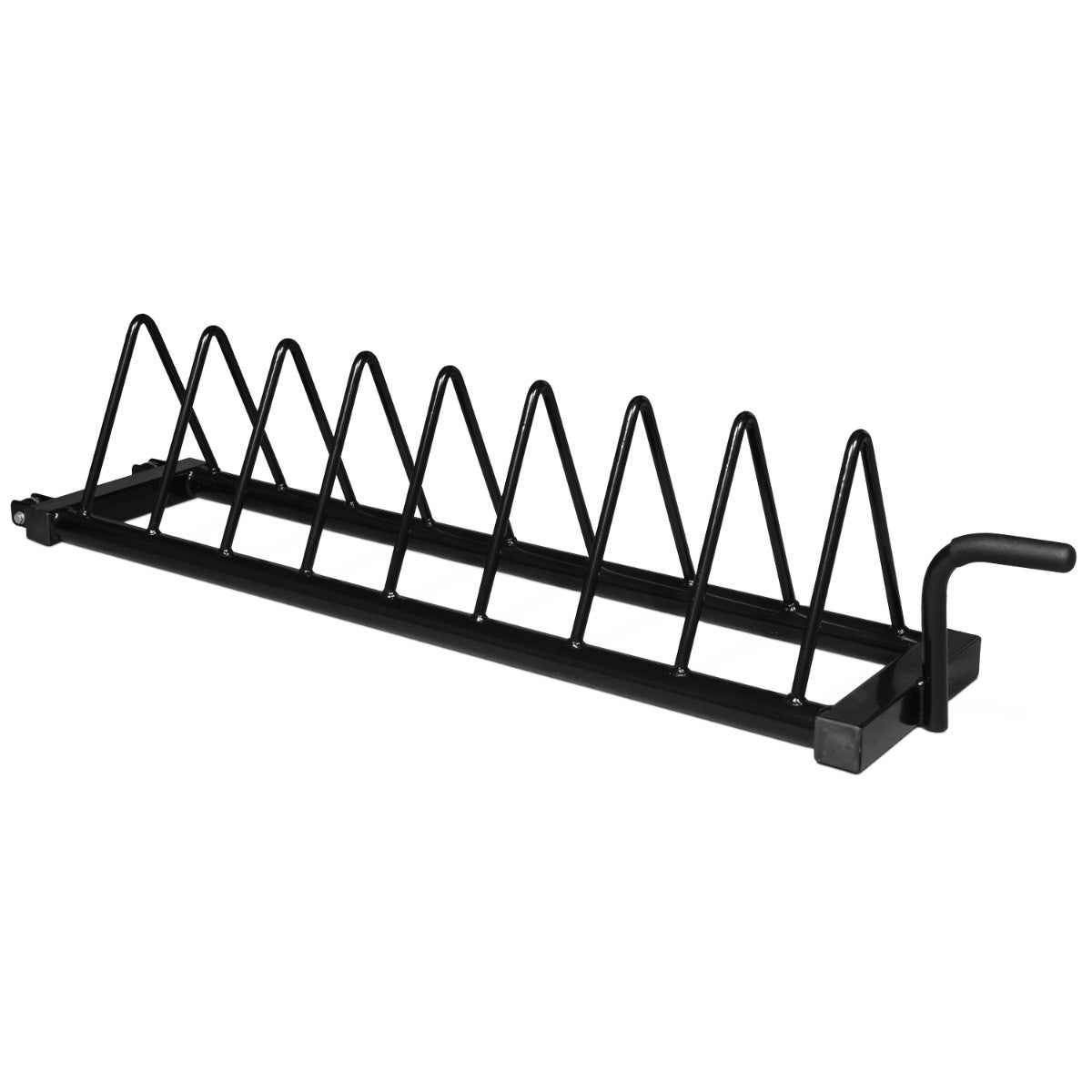 Intek Strength BPRack-8 Long Horizontal Bumper Plate Storage Rack on white background