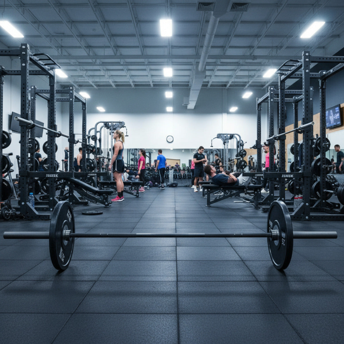 Intek Strength SLVRBK Silverback Olympic Bar Made in USA in gym