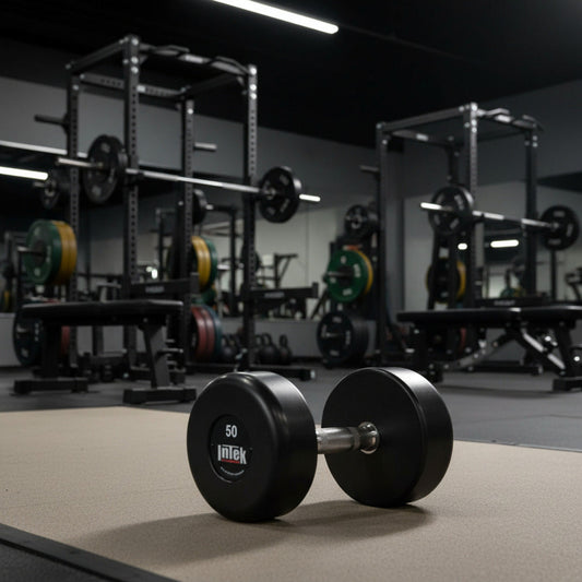 Intek Strength Silverback Cerakoted Dumbbells in gym