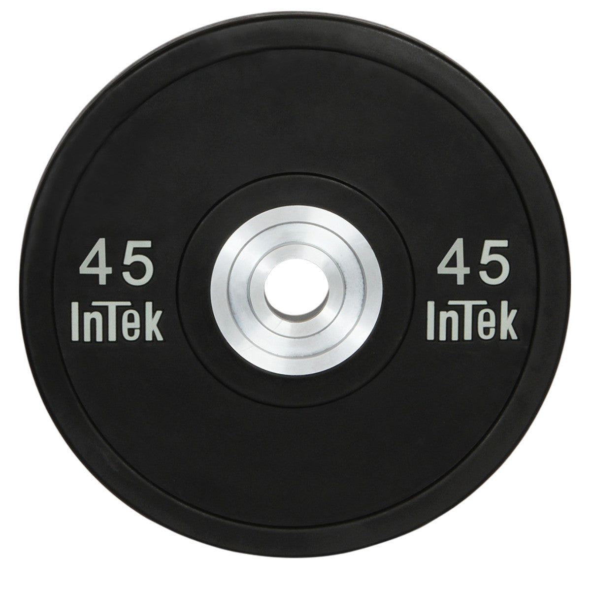 Intek Strength Armor Series IBBN Black Urethane Bumper Plates LBS on white background