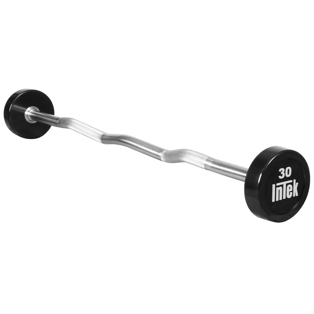 Intek Strength Bravo Series Urethane Curl Barbell on white background