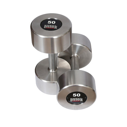Intek Strength Delta Series Stainless Steel Dumbbells on white background