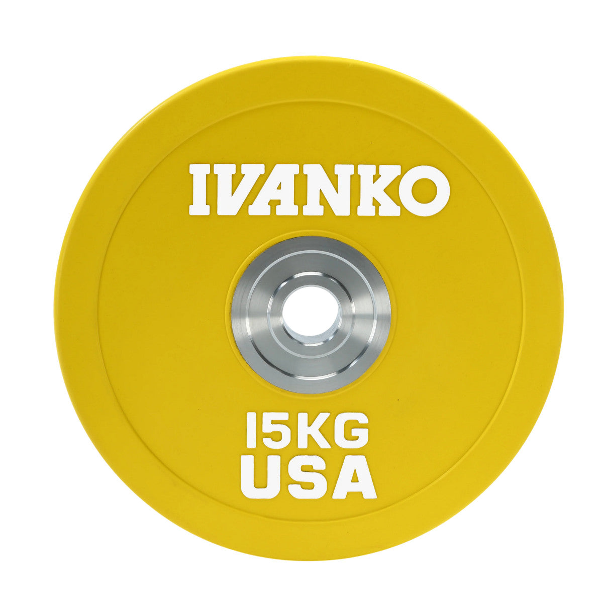 Ivanko OBPX-C 15kg Olympic Bumper Plate on white background