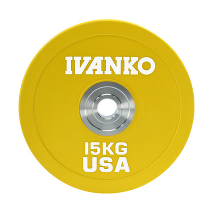 Ivanko OBPX-C 15kg Olympic Bumper Plate on white background