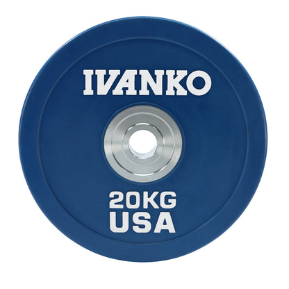 Ivanko OBPX-C 20kg Olympic Bumper Plate on white background