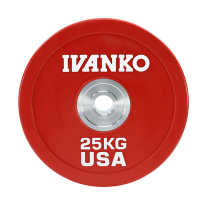 Ivanko OBPX-C 25kg Olympic Bumper Plate on white background