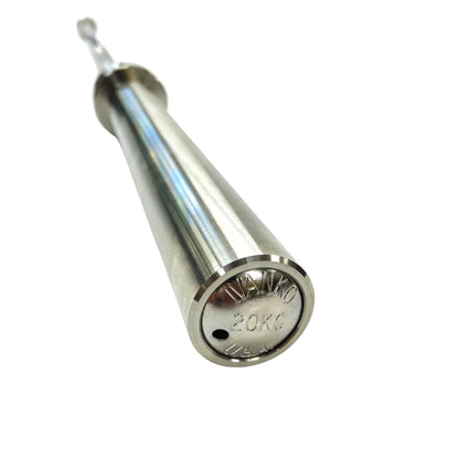 Ivanko Barbell OBS-20KG 28mm Stainless Olympic Bar - Made in USA on white background