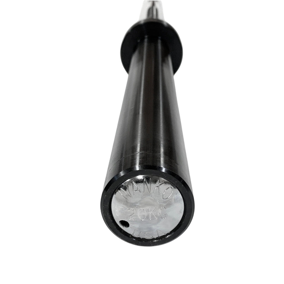Ivanko Barbell OBX-20KG 29MM Black Oxide Powerlifting Bar on white background - Made in USA