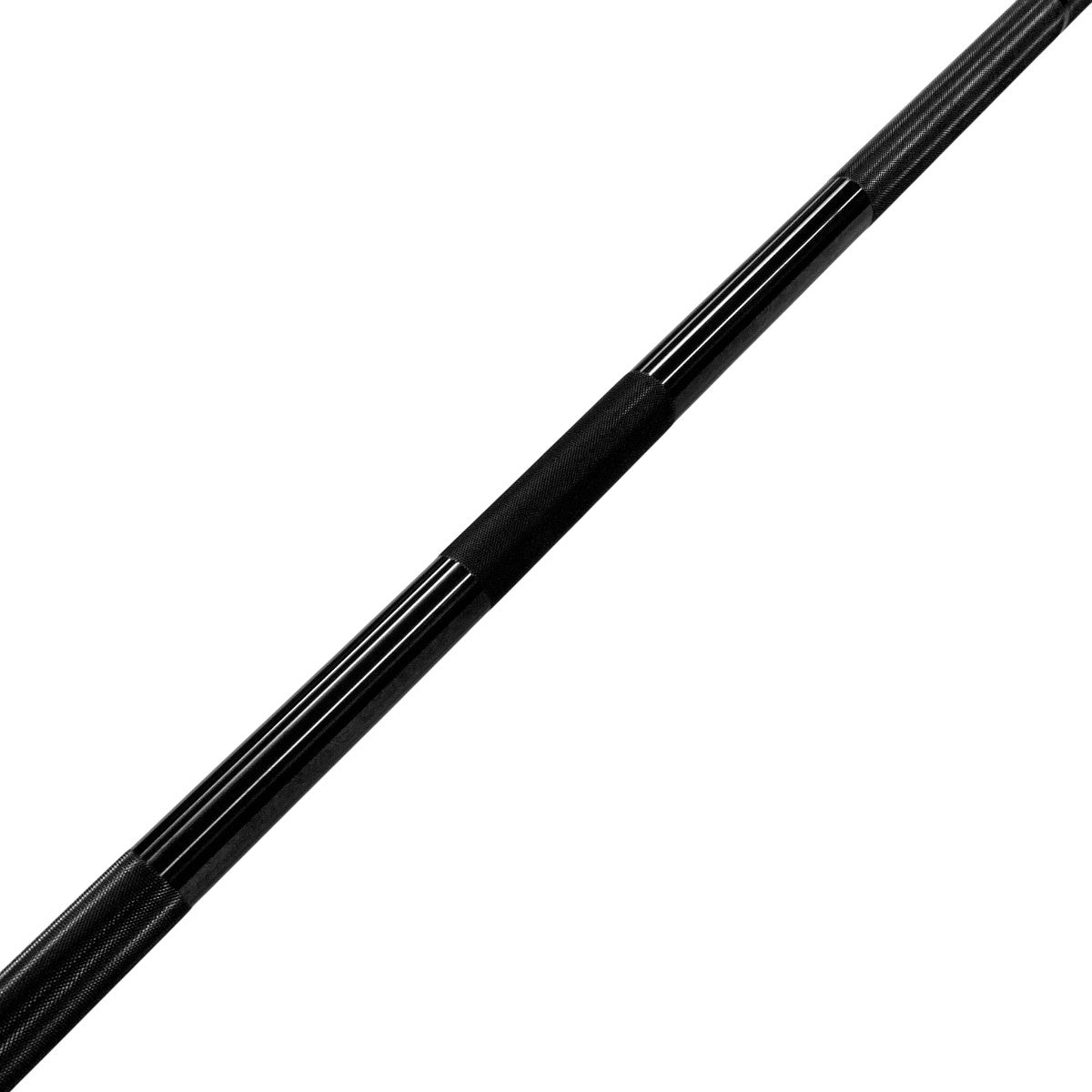 Ivanko Barbell OBX-20KG 29MM Black Oxide Powerlifting Bar closeup on white background - Made in USA