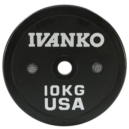 Ivanko OCB Olympic Calibrated Bumper Plates on white background