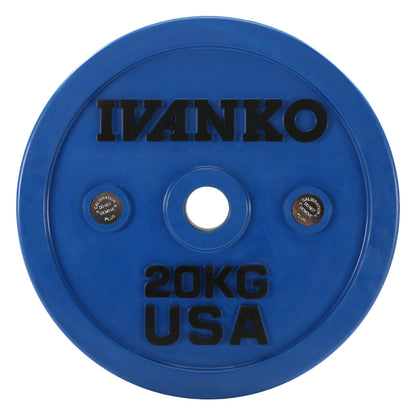 Ivanko OCB Olympic Calibrated Bumper Plates on white background