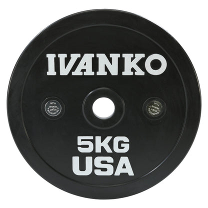 Ivanko OCB Olympic Calibrated Bumper Plates on white background