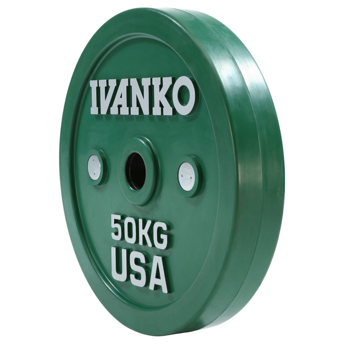 Ivanko OCB 50kg Olympic Calibrated Bumper Plates on white background