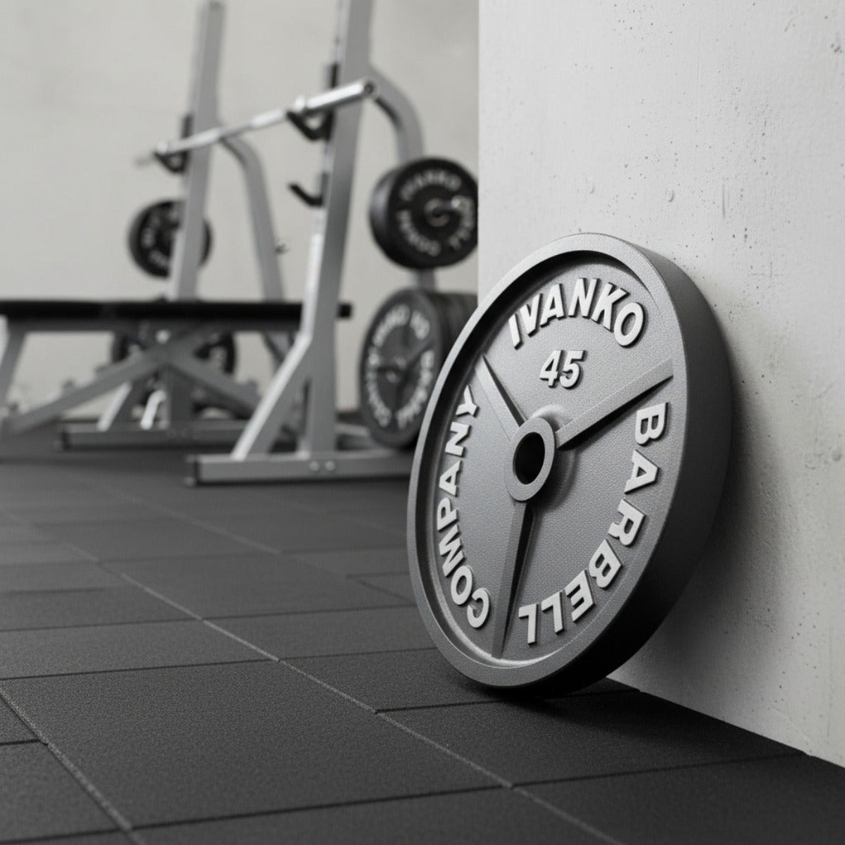 Ivanko Olympic 1985 Grey Machined Plate OM Series in gym