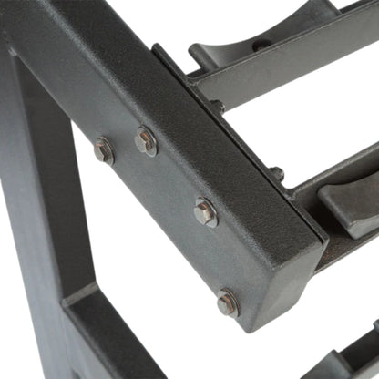 Ivanko RK-8500-KD 10-Pair Double-Level Dumbbell Rack close-up on white background - Made in USA