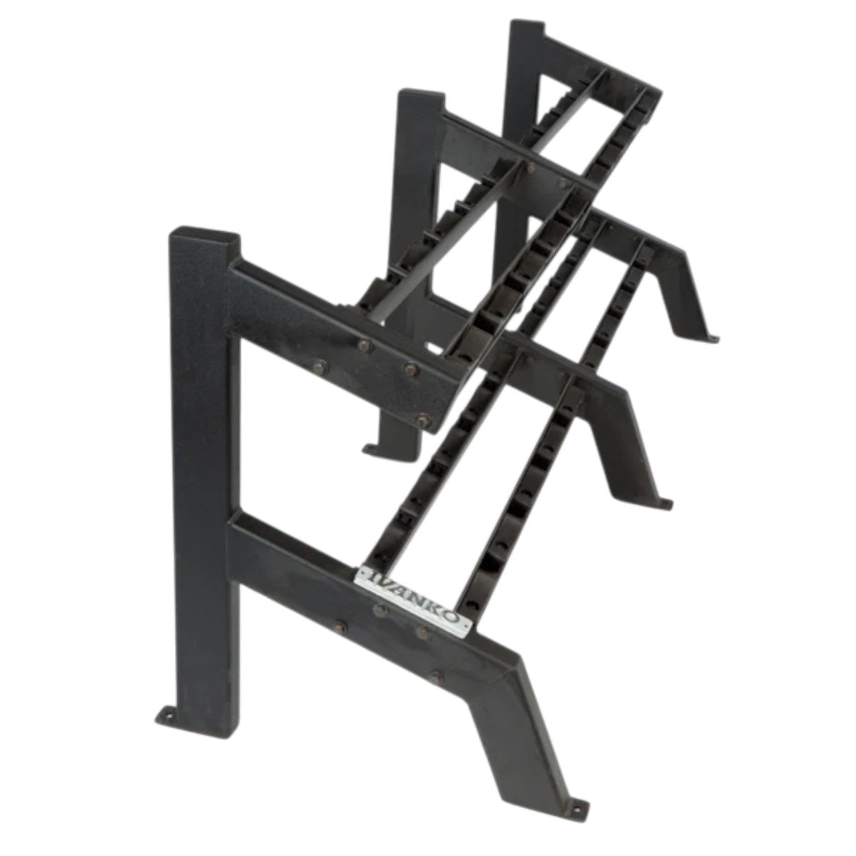 Ivanko RK-8500-KD 10-Pair Double-Level Dumbbell Rack on white background - Made in USA