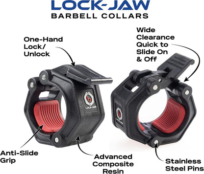 Lock-Jaw Barbell Olympic 2 Collars - Black - (1 pair) close up description.