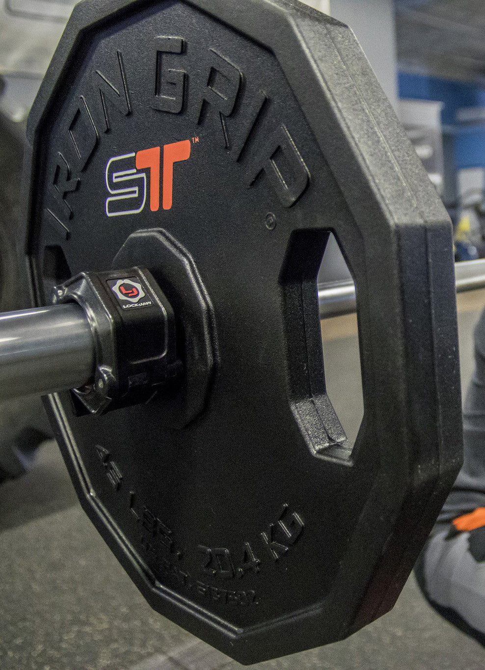 Lock-Jaw Barbell Olympic 2 Collars - Black shown on Olympic bar.