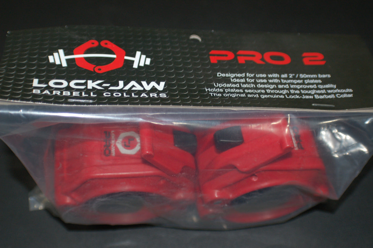 Lock-Jaw Pro 2 Barbell Olympic Collars Red packaged view  - (1 pair)