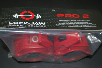 Lock-Jaw Pro 2 Barbell Olympic Collars Red packaged view  - (1 pair)