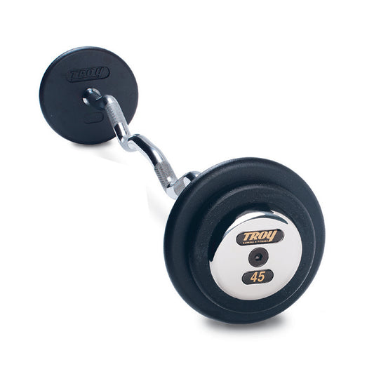 Troy Barbell PZB-C Pro Style EZ Curl Black Barbell Chrome End Cap Sets.