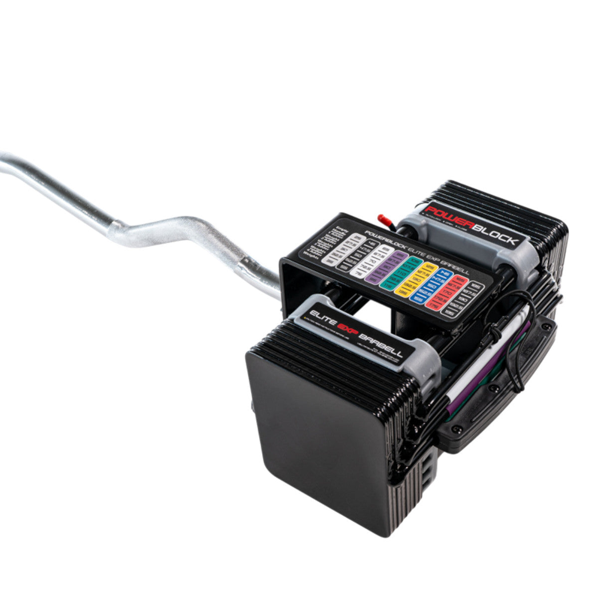 PowerBlock Elite EXP EZ Curl Bar close up.