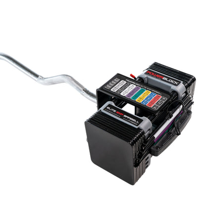 PowerBlock Elite EXP EZ Curl Bar close up.