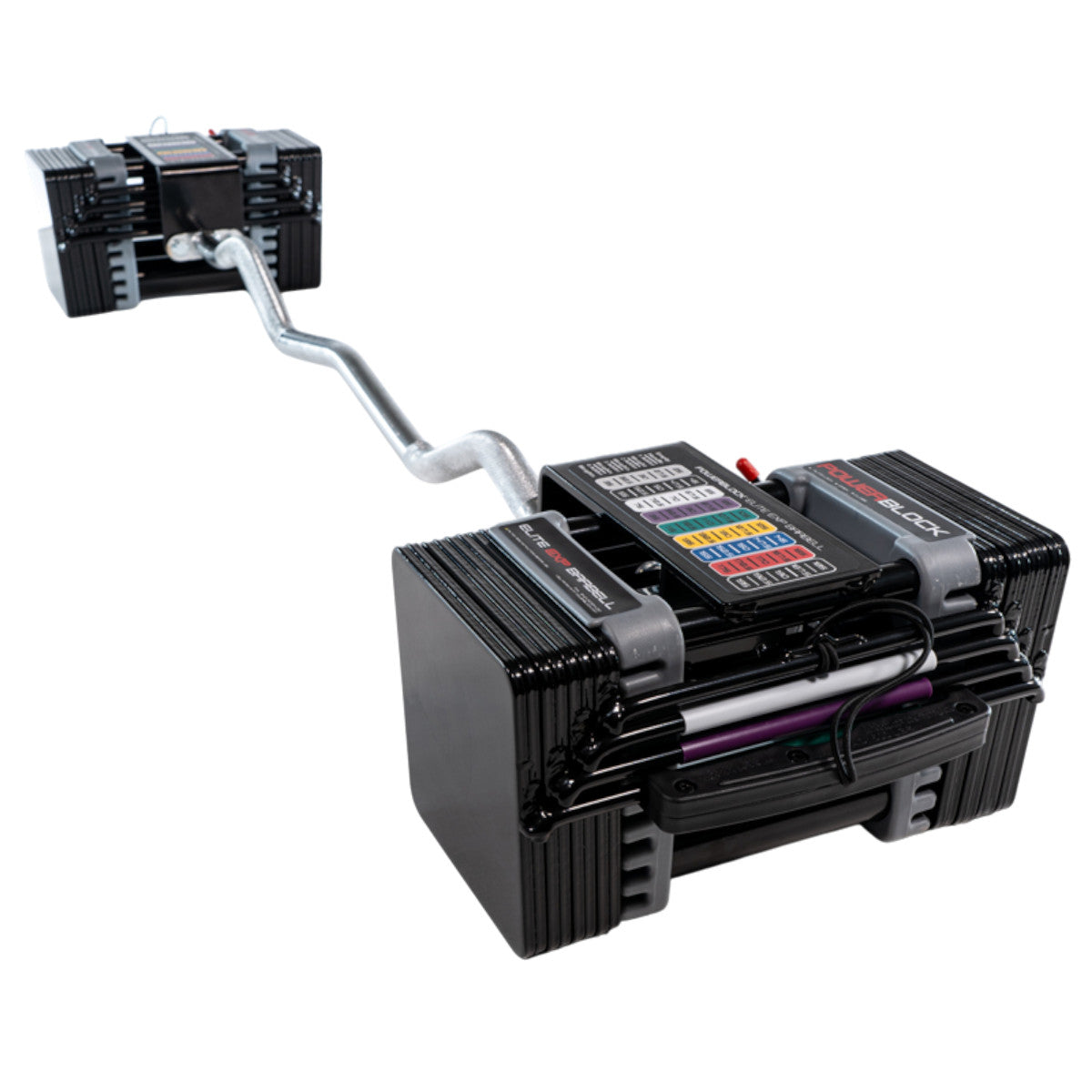 PowerBlock Elite EXP EZ Curl Bar side view.