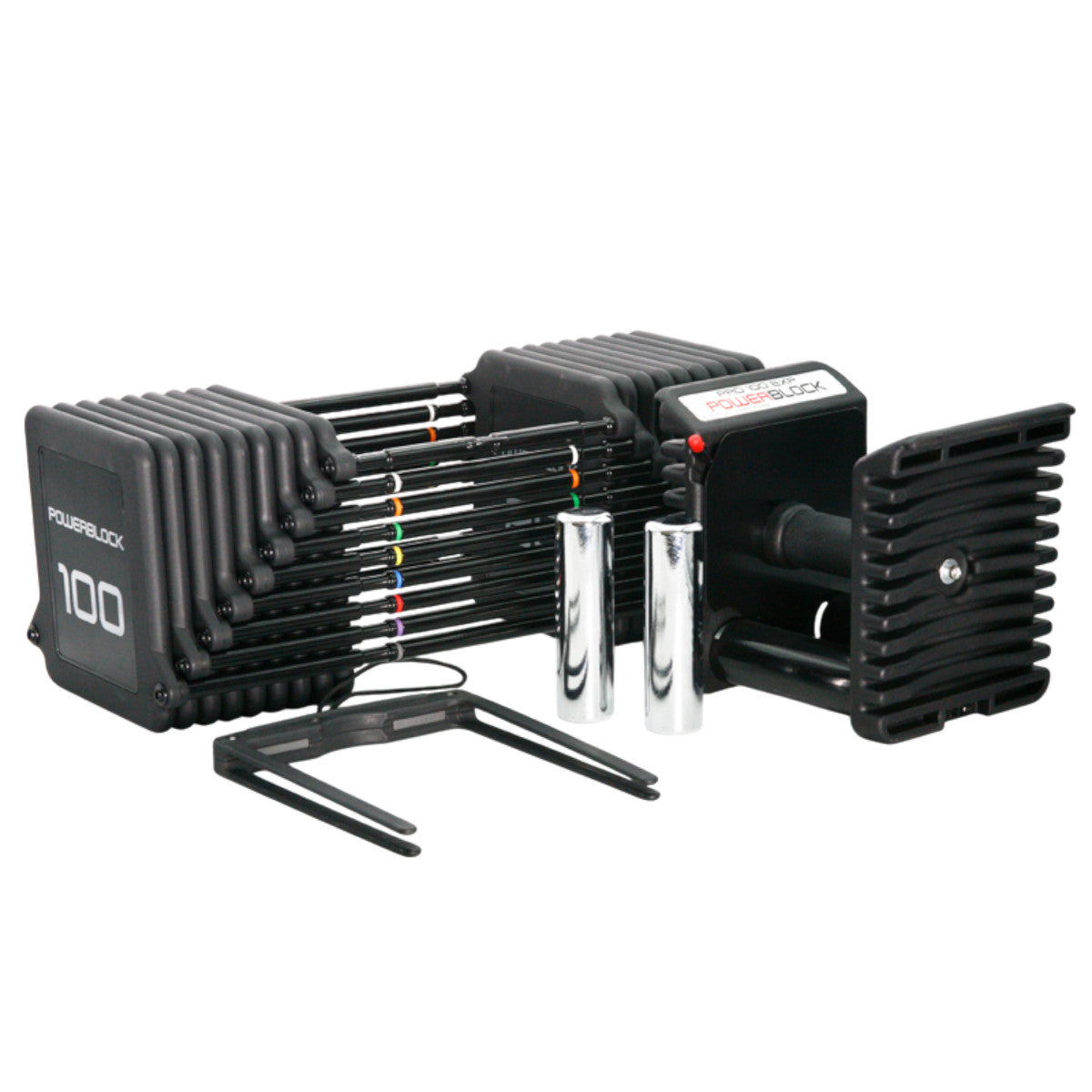 PowerBlock Pro 100 EXP Adjustable Dumbbells exploded view.