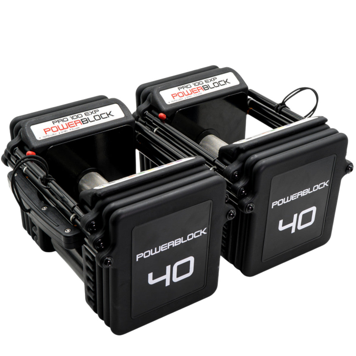 PowerBlock Pro 100 EXP Adjustable Dumbbells - 40 lb. Set Knurled Handles.