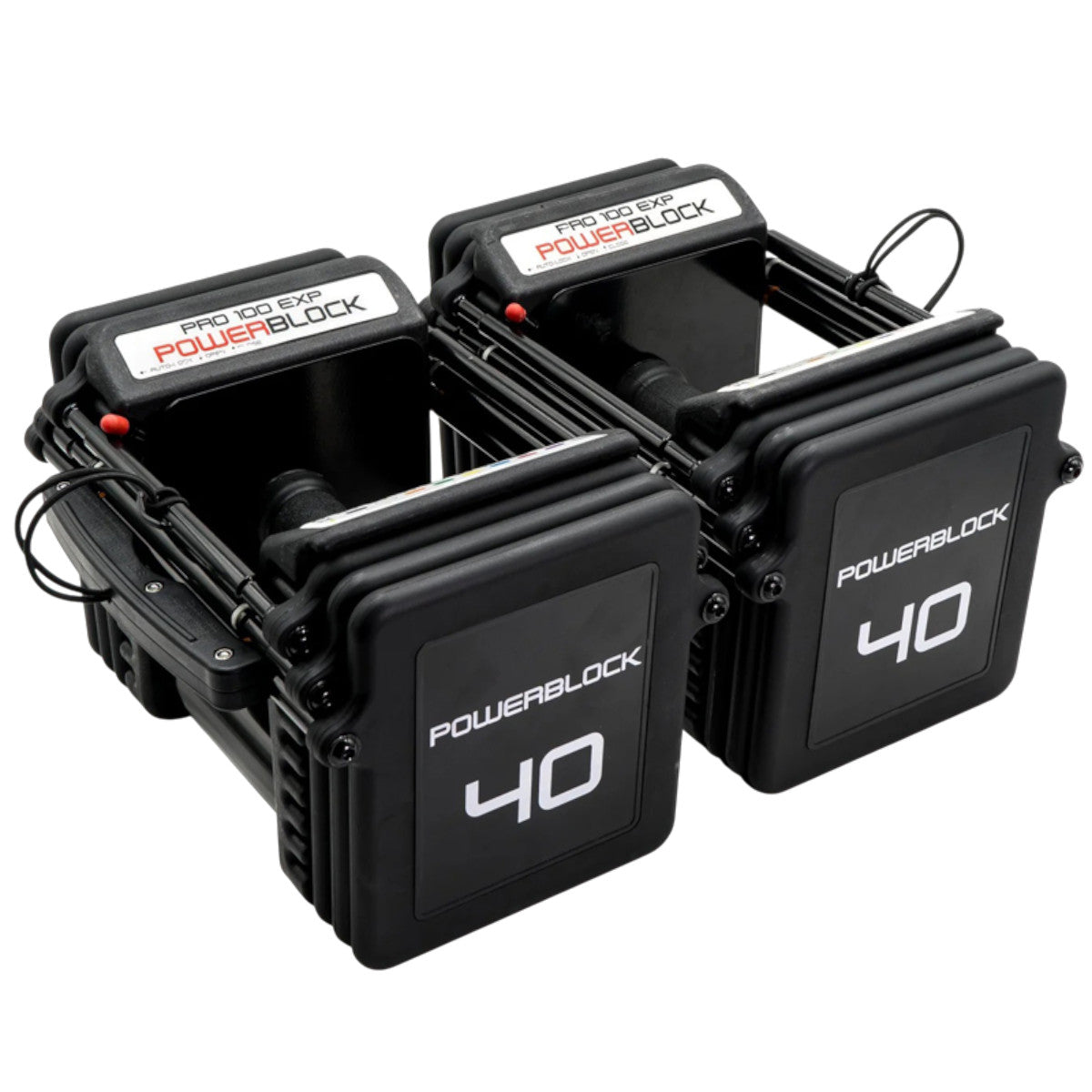 PowerBlock Pro 100 EXP Adjustable Dumbbells - 40 lb. Set TPR Handles.