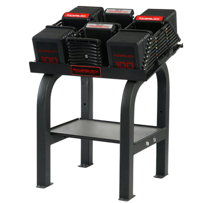 PowerBlock Commercial Pro 100 with Commercial Pro Rack Stand.