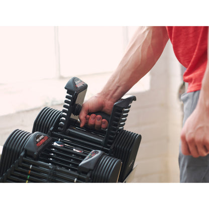 PowerBlock Pro 50 Adjustable Dumbbell weight selection side-view.