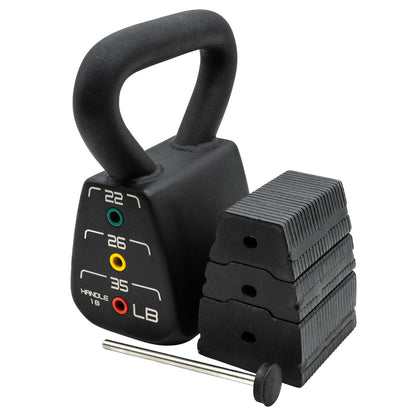 PowerBlock Regular Adjustable Kettlebell 18-35 LB exploded view.