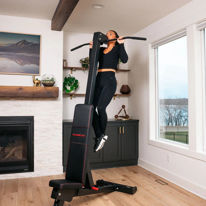 PowerBlock PowerBench 2.0 Chin-Up Attachment exercise.