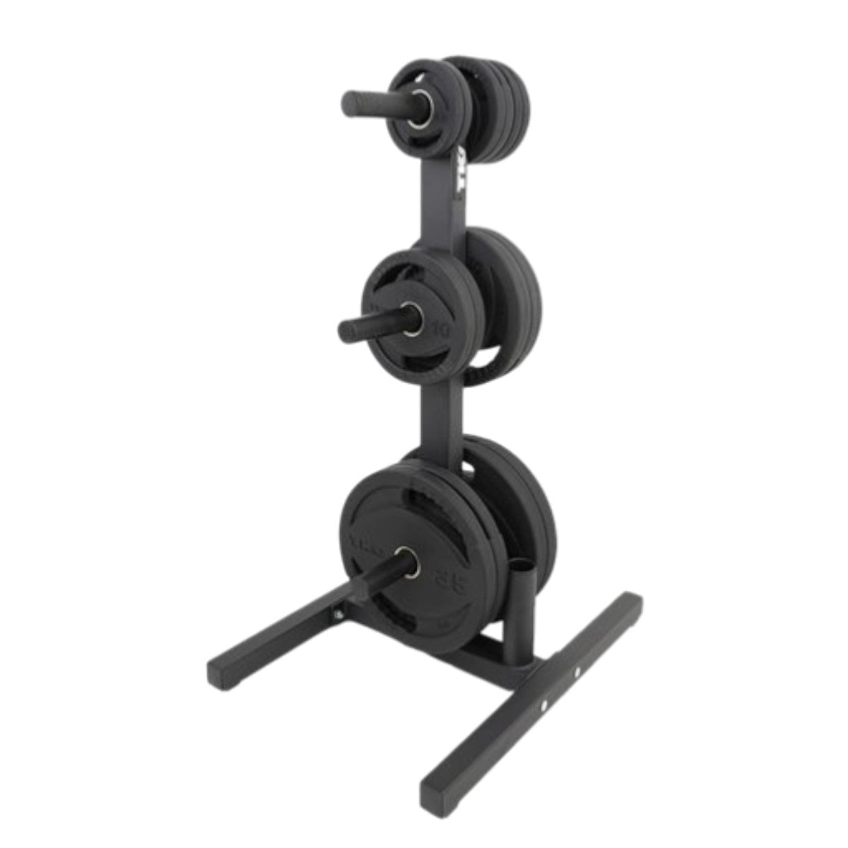 TKO 6205 Olympic Weight Plate Tree with weight plates and Bar Holders on white background