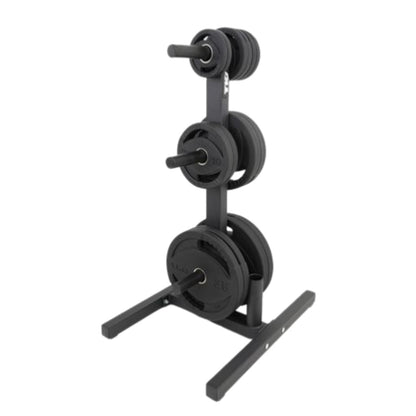 TKO 6205 Olympic Weight Plate Tree with weight plates and Bar Holders on white background
