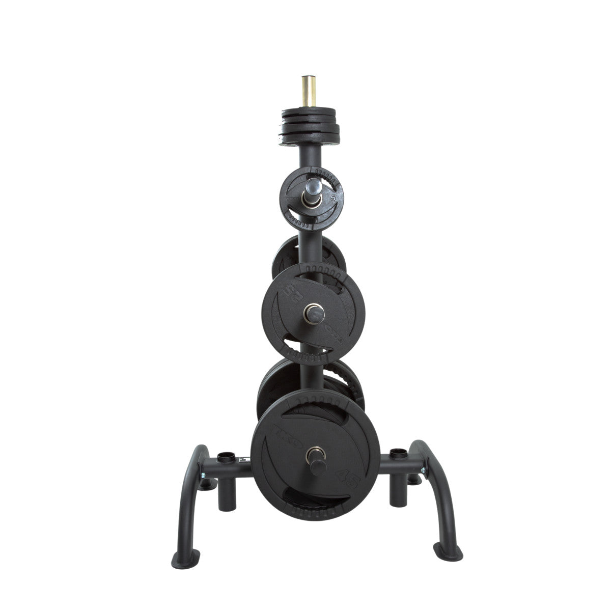 TKO 6210 Olympic Weight Plate Tree with Bar Holders with Olympic plates on white background